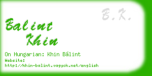 balint khin business card